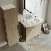 Meuble vasque salle de bains 80 cm décor chêne 2 portes UMI