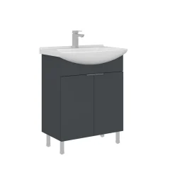 Meuble vasque salle de bains 65 cm anthracite 2 portes UMI