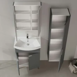 Meuble vasque salle de bains 65 cm anthracite 2 portes UMI