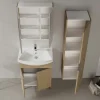Meuble vasque salle de bains 65 cm décor chêne 2 portes UMI