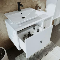 Meuble vasque suspendu blanc 1 porte 1 tiroir RIV