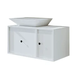 Meuble vasque suspendu blanc 1 porte 1 tiroir RIV