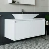 Meuble vasque suspendu blanc 2 portes FLOE