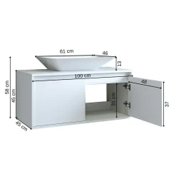 Meuble vasque suspendu blanc 2 portes FLOE