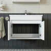 Meuble vasque suspendu blanc 65 cm 2 portes LAO