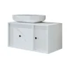 Meuble vasque suspendu blanc 1 tiroir 1 porte RILL