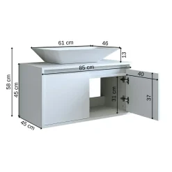 Meuble vasque suspendu blanc 2 portes VIVE