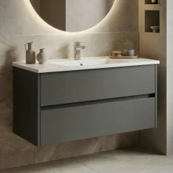 Meuble vasque suspendu 100 cm anthracite 2 tiroirs NAÏA