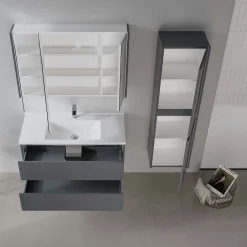 Meuble vasque suspendu 100 cm anthracite 2 tiroirs NAÏA