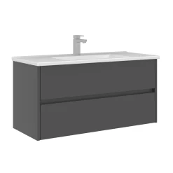 Meuble vasque suspendu 100 cm anthracite 2 tiroirs NAÏA