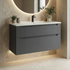 Meuble vasque suspendu 100 cm anthracite 2 tiroirs ELYO