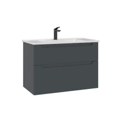 Meuble vasque suspendu 85 cm anthracite 2 tiroirs ELYO