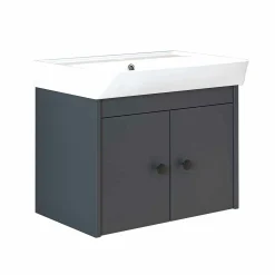 Meuble vasque suspendu 60 cm anthracite 2 portes JUSA