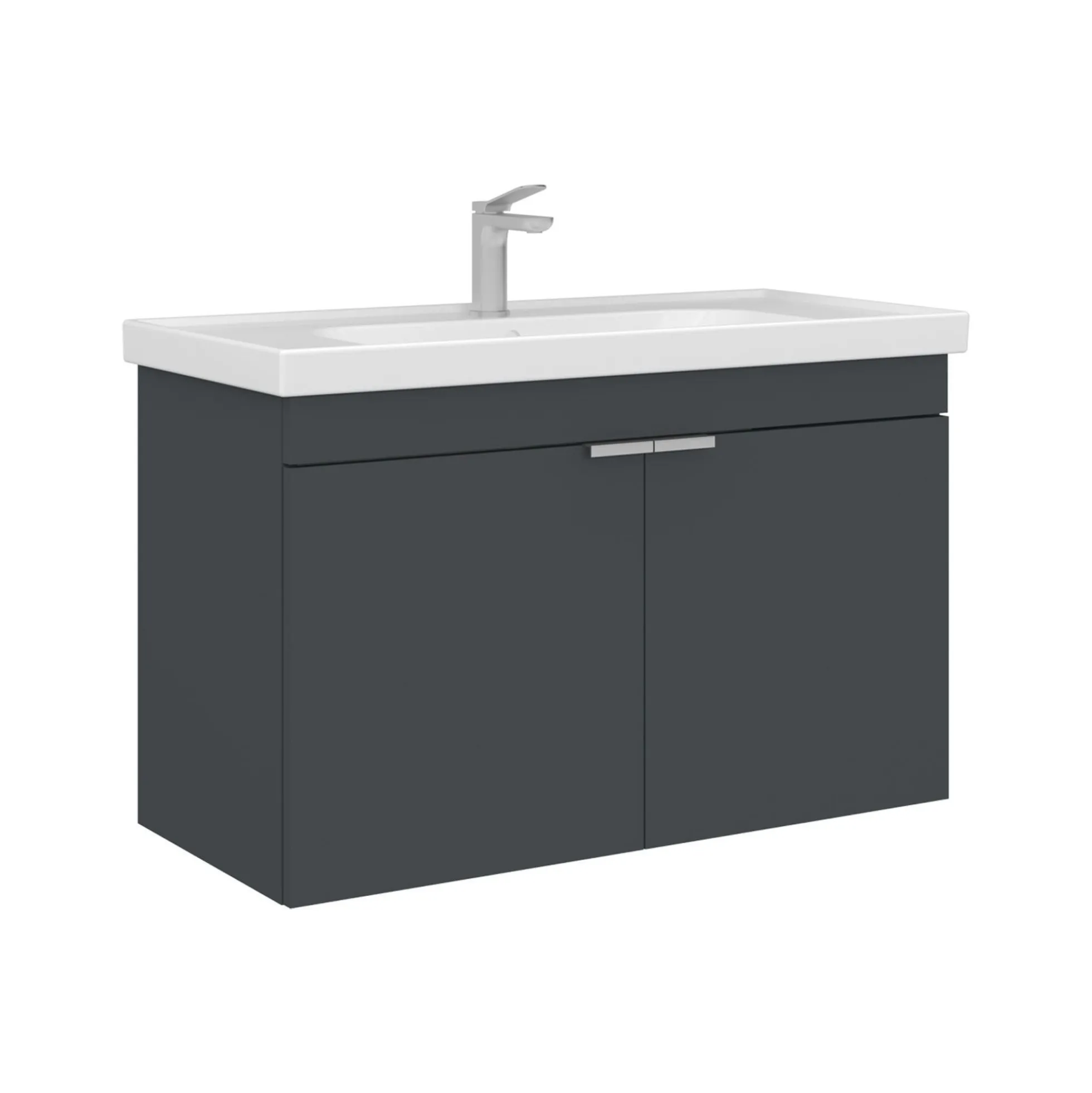 Meuble vasque suspendu 90 cm anthracite 2 portes NEA