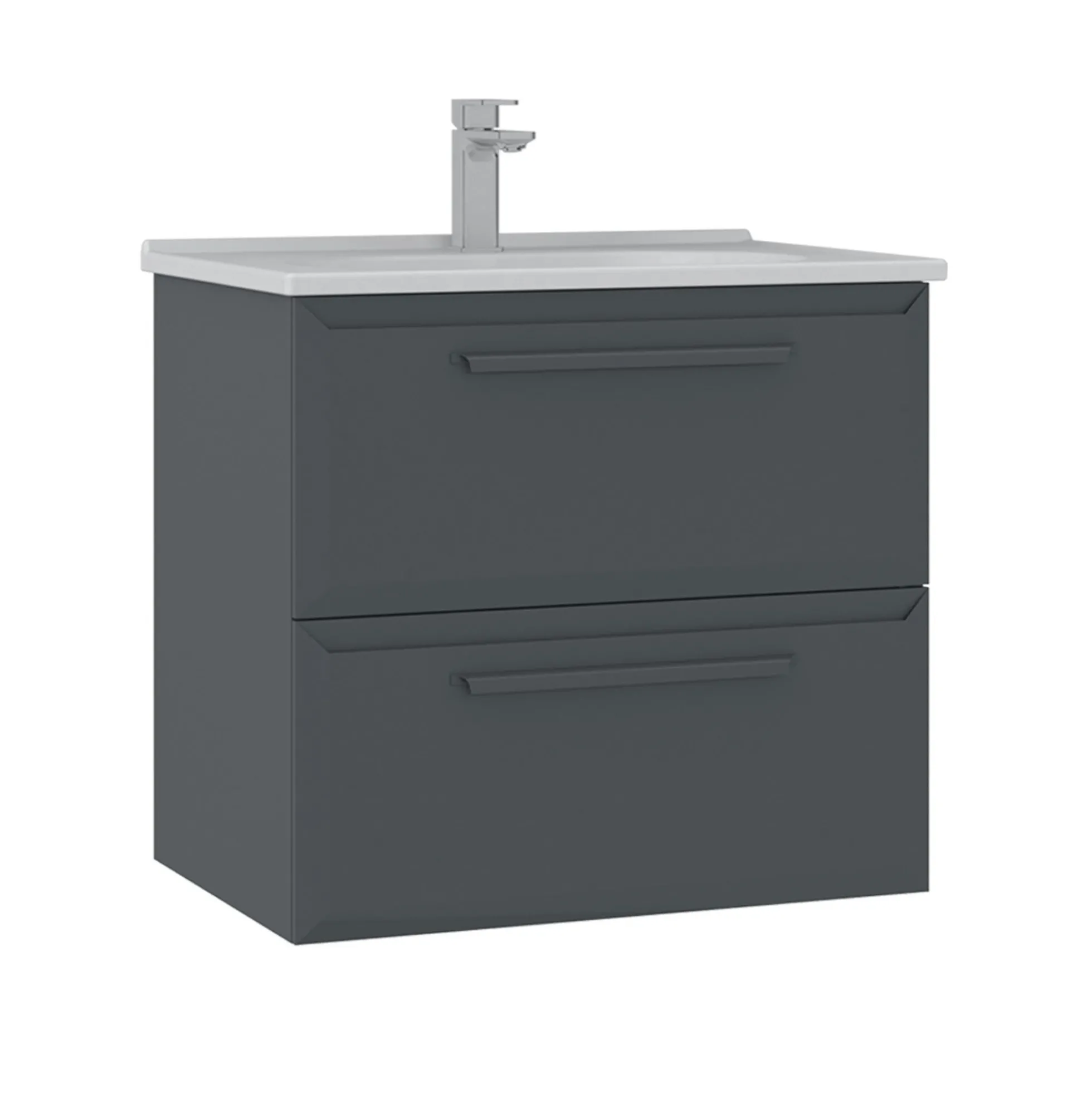 Meuble vasque suspendu 65 cm anthracite 2 tiroirs NEREE