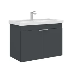 Meuble vasque suspendu 80 cm anthracite 2 portes NEA