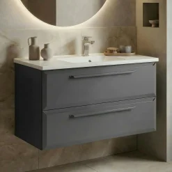 Meuble vasque suspendu 100 cm anthracite 2 tiroirs NEREE