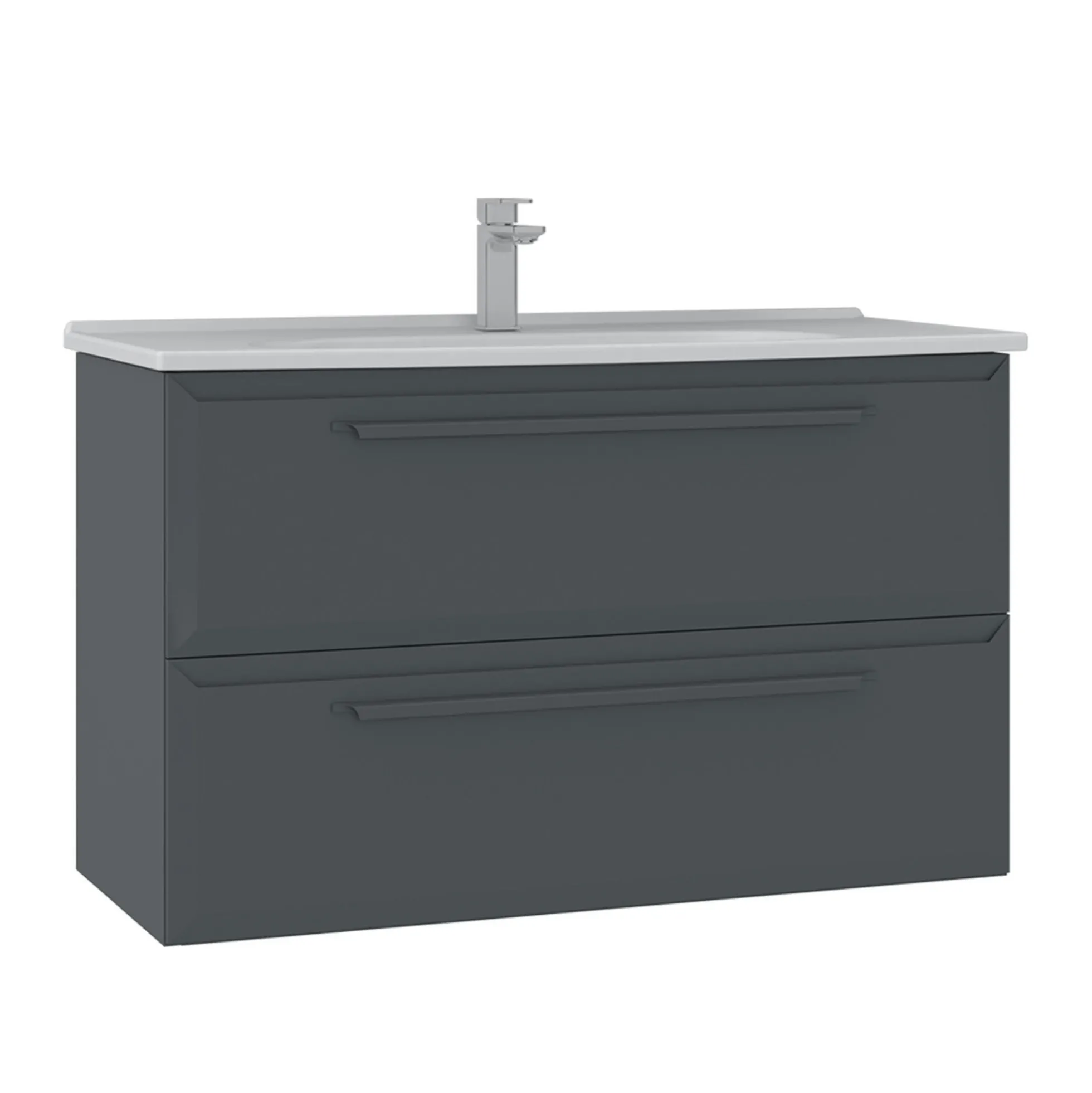 Meuble vasque suspendu 100 cm anthracite 2 tiroirs NEREE