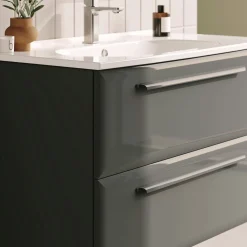 Meuble vasque suspendu 100 cm anthracite 2 tiroirs NEREE