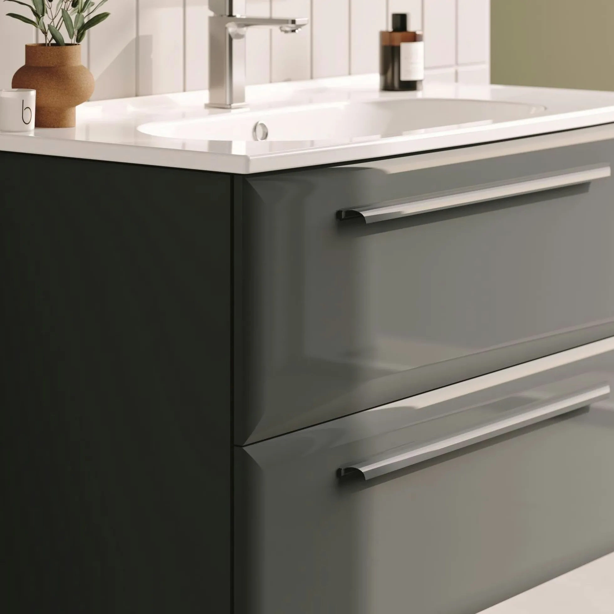 Meuble vasque suspendu 100 cm anthracite 2 tiroirs NEREE