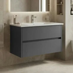 Meuble vasque suspendu 85 cm anthracite 2 tiroirs MOANA