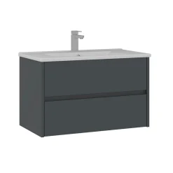 Meuble vasque suspendu 85 cm anthracite 2 tiroirs MOANA