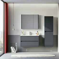 Meuble vasque suspendu 85 cm anthracite 2 tiroirs NAÏA