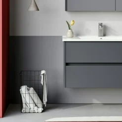 Meuble vasque suspendu 85 cm anthracite 2 tiroirs NAÏA