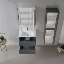 Meuble vasque suspendu 65 cm anthracite 2 tiroirs NAÏA