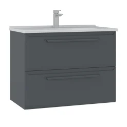 Meuble vasque suspendu 80 cm anthracite 2 tiroirs NEREE