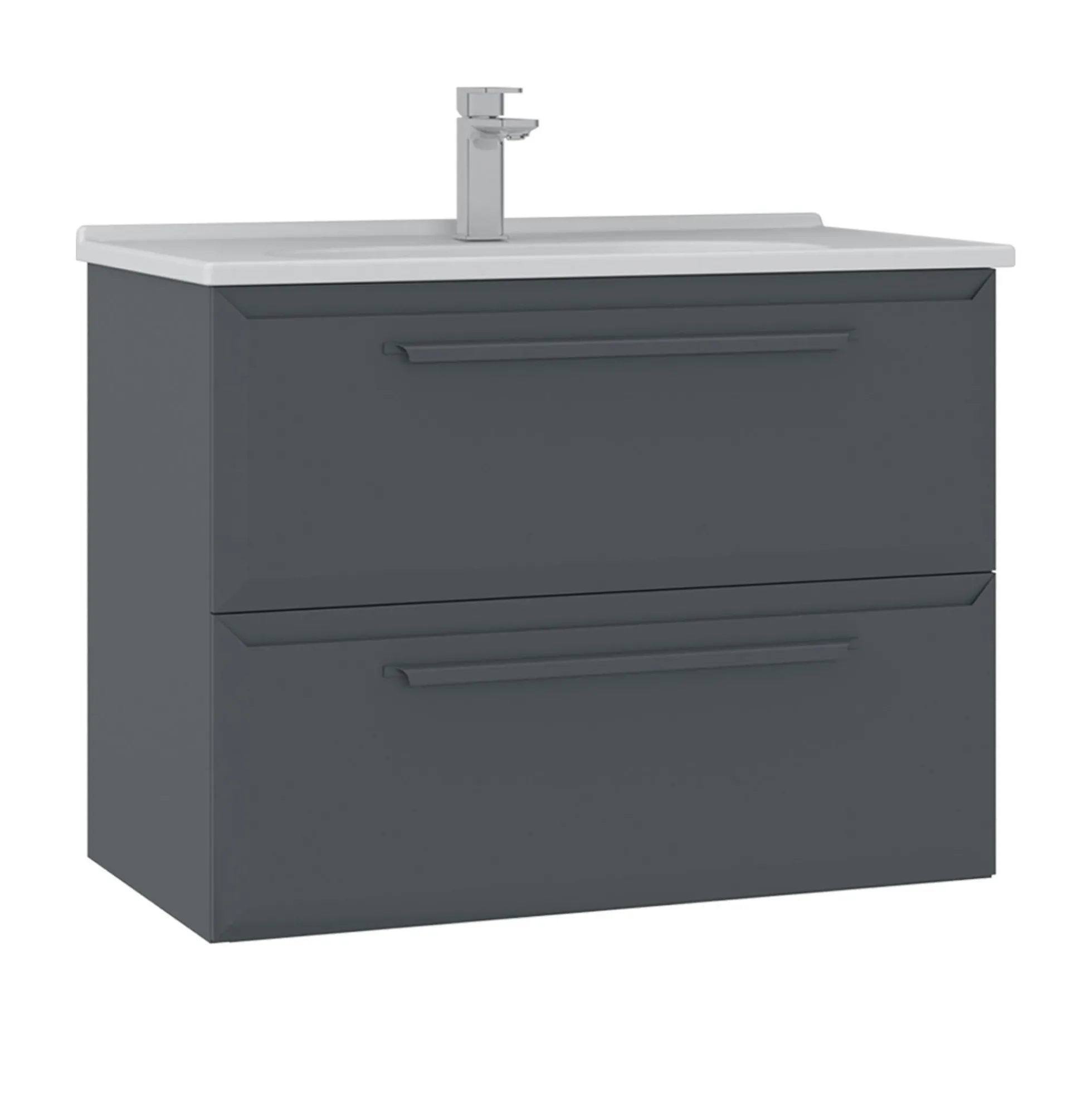 Meuble vasque suspendu 80 cm anthracite 2 tiroirs NEREE