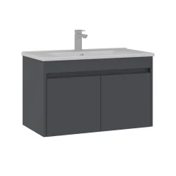 Meuble vasque suspendu 85 cm anthracite 2 portes MOANA
