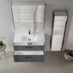 Meuble vasque suspendu 100 cm anthracite 2 tiroirs ONDIA