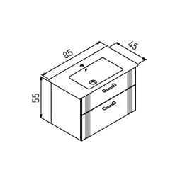 Meuble vasque suspendu 85 cm anthracite 2 tiroirs ONDIA