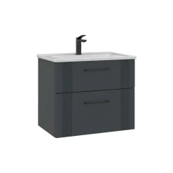 Meuble vasque suspendu 65 cm anthracite 2 tiroirs ONDIA