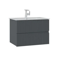 Meuble vasque suspendu 70 cm anthracite 2 tiroirs RIVIA