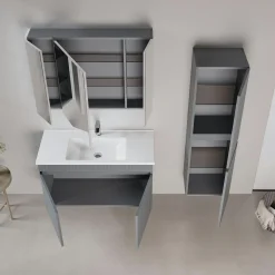 Meuble vasque suspendu 100 cm anthracite 2 portes YARA
