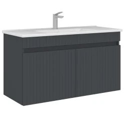 Meuble vasque suspendu 100 cm anthracite 2 portes YARA