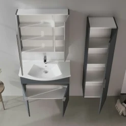Meuble vasque suspendu 80 cm anthracite 2 portes UMI