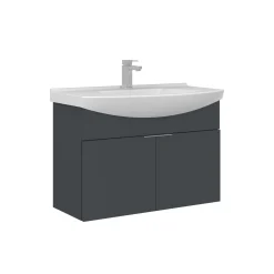 Meuble vasque suspendu 80 cm anthracite 2 portes UMI