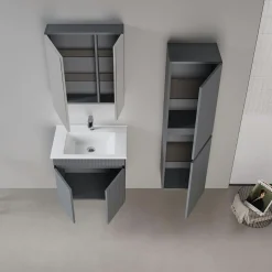 Meuble vasque suspendu 65 cm anthracite 2 portes YARA