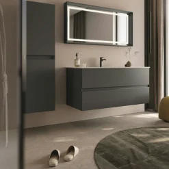 Meuble vasque suspendu 121 cm anthracite 2 tiroirs OCEA