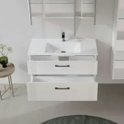 Meuble vasque suspendu 100 cm blanc 2 tiroirs ONDIA