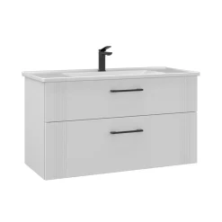 Meuble vasque suspendu 100 cm blanc 2 tiroirs ONDIA