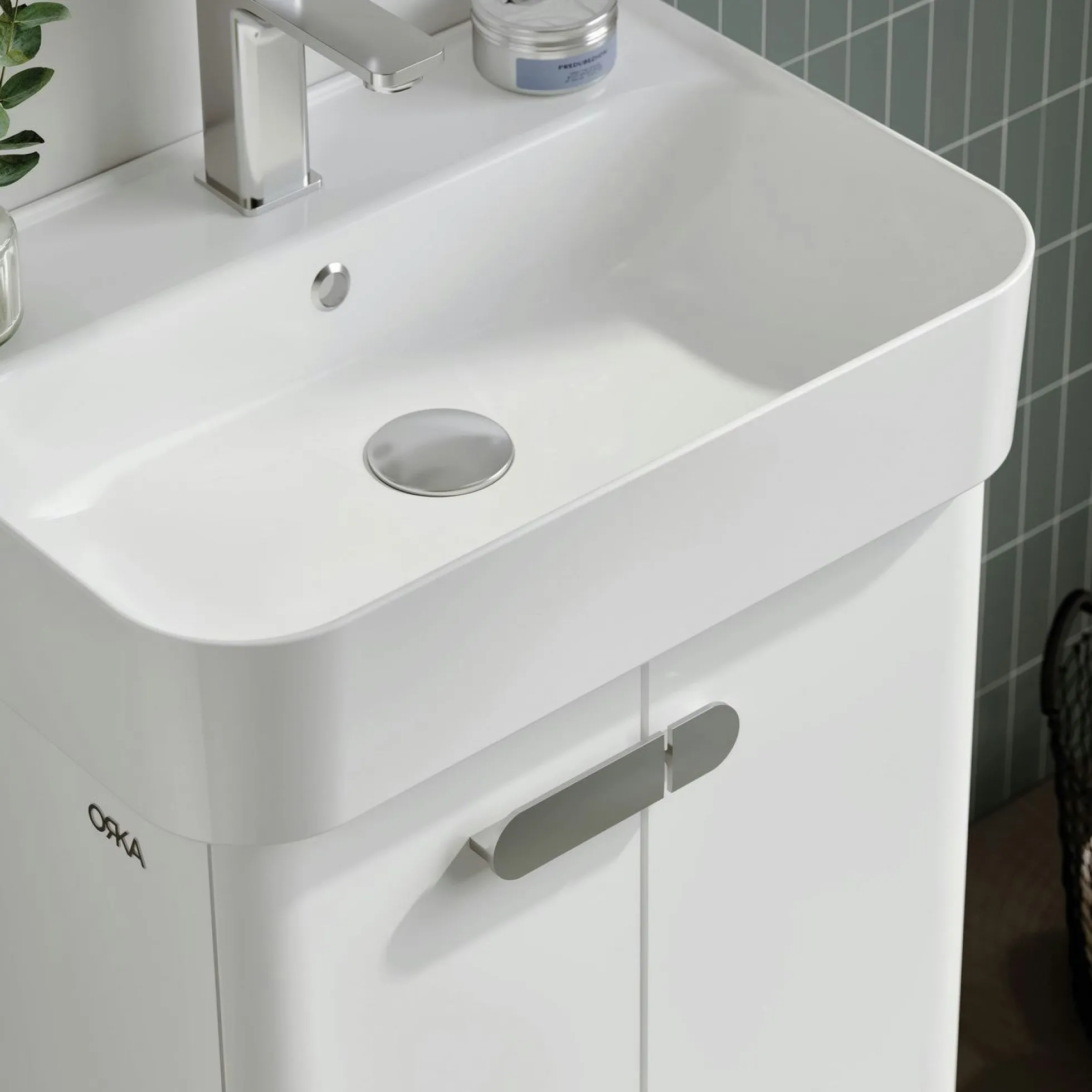 Meuble vasque suspendu 55 cm blanc 2 portes DRIF