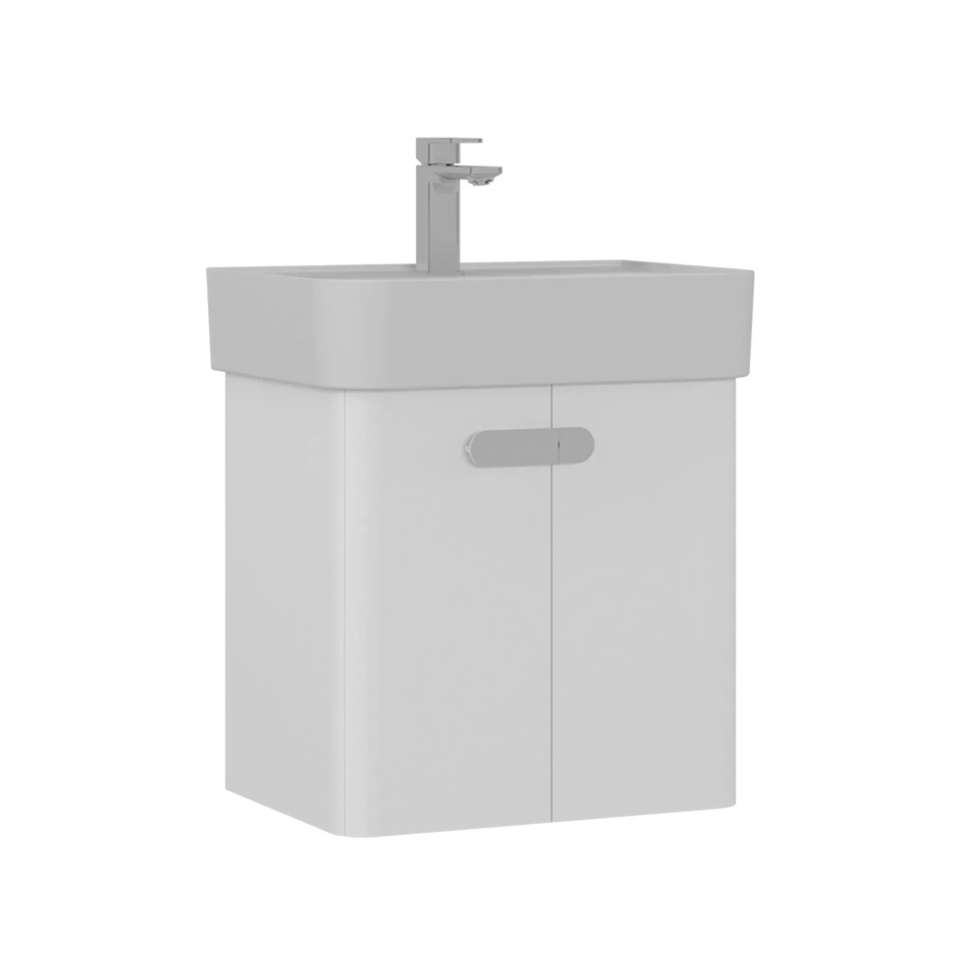 Meuble vasque suspendu 55 cm blanc 2 portes DRIF