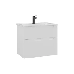 Meuble vasque suspendu 65 cm blanc 2 tiroirs ELYO