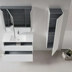 Meuble vasque suspendu 100 cm blanc 2 tiroirs ELYO