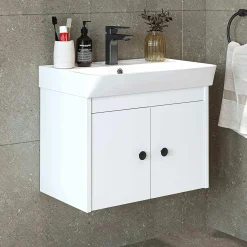 Meuble vasque suspendu 60 cm blanc 2 portes JUSA