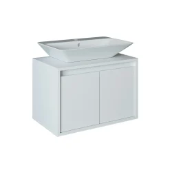 Meuble vasque suspendu 65 cm blanc 2 portes MARN